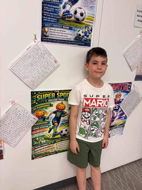 Joseph Churchman shows off his soccer fandom.